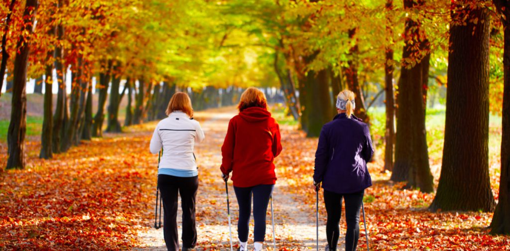 Women out walking on an autumn day