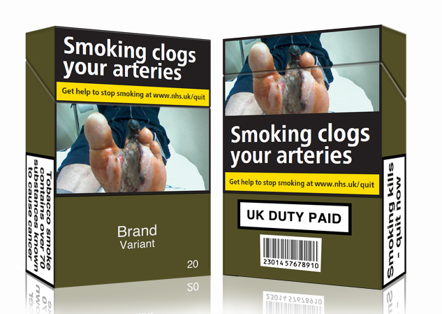 Plain packaging mockups of cigarette cartons