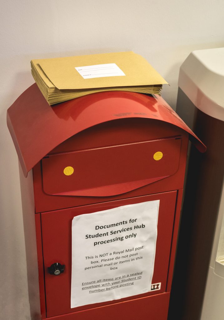 Postbox in the student services hub