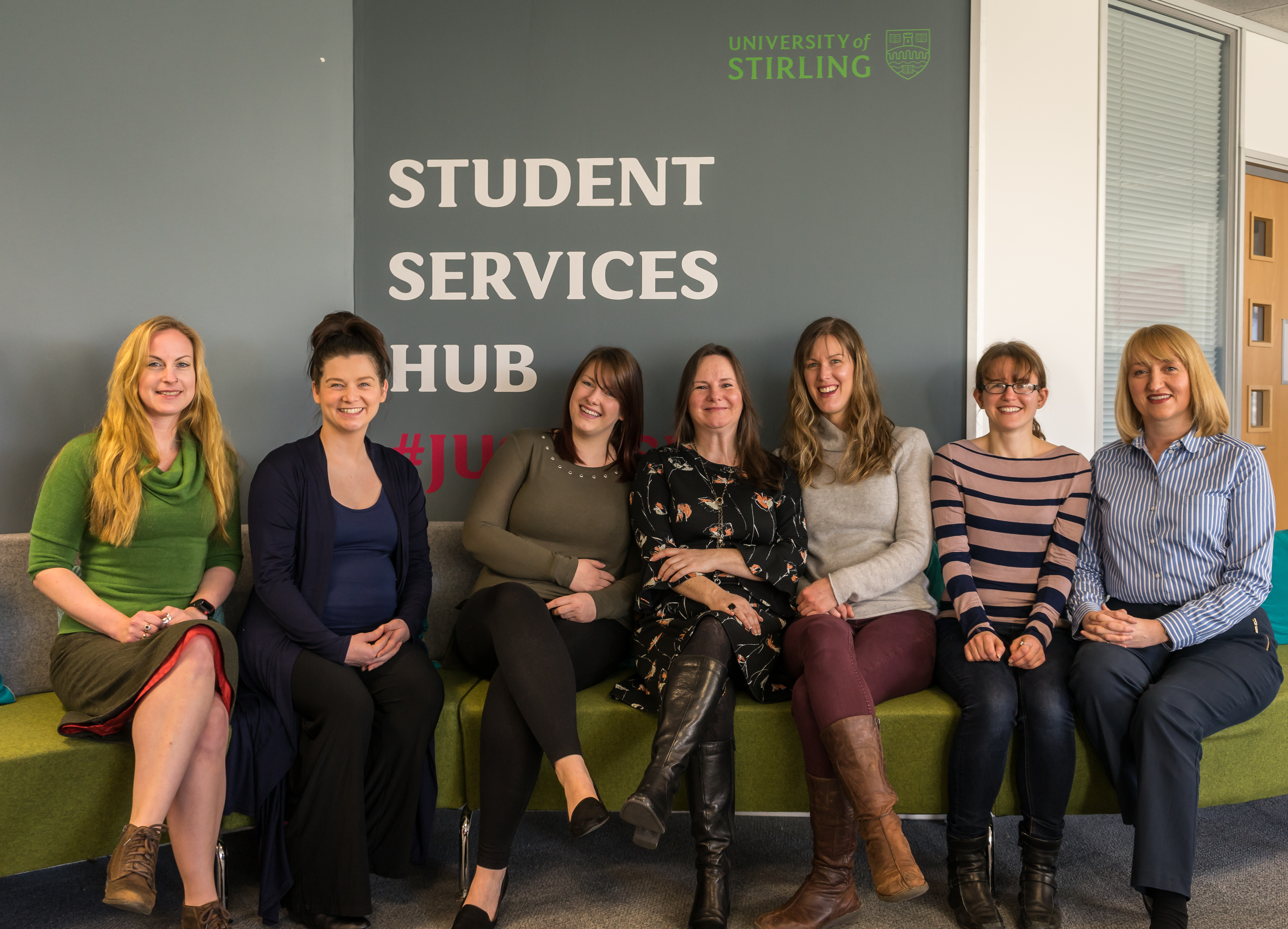 Group photo of the Student Hub team at the University of Stirling