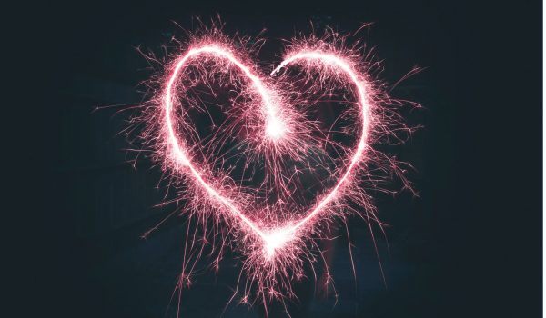 Pink heart shaped sparkler
