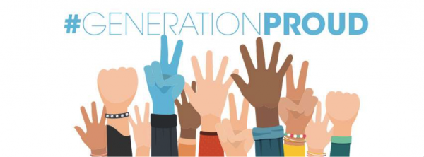 Generation Proud logo hands in the air