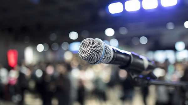 microphone at Stirling Student Union and blurred background