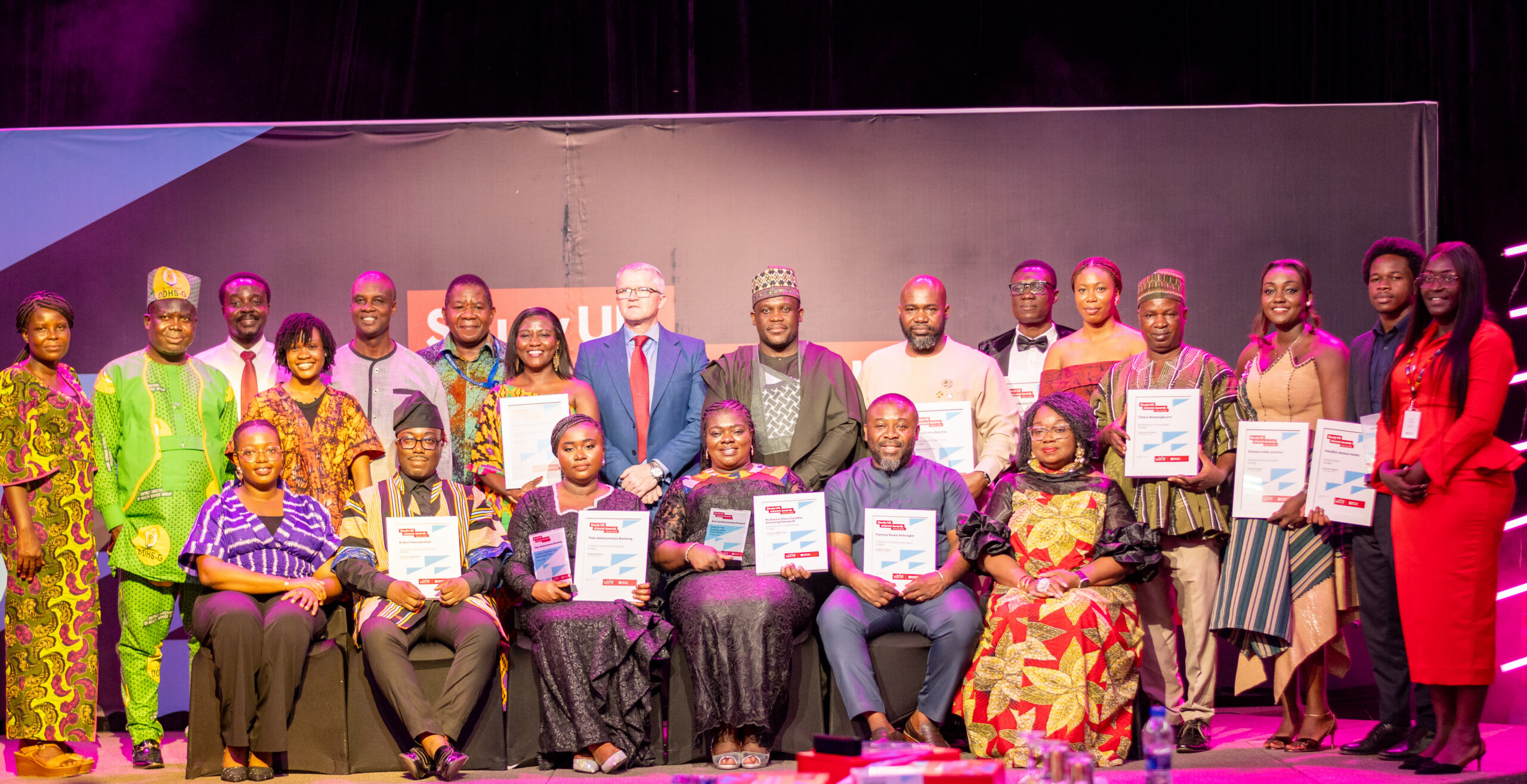 Picture of all Study UK Alumni Ghana finalists, winners and presenters